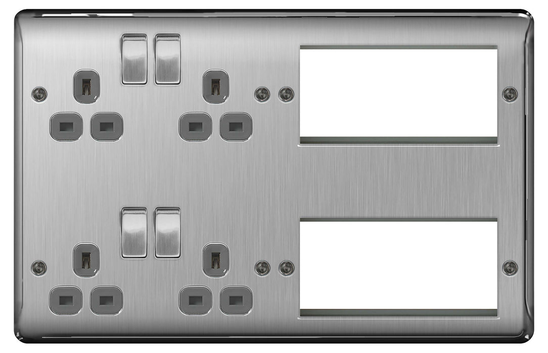 BG NBS222EM8G Combi Socket 2x 2G 2x4 Mod - BG - Sparks Warehouse