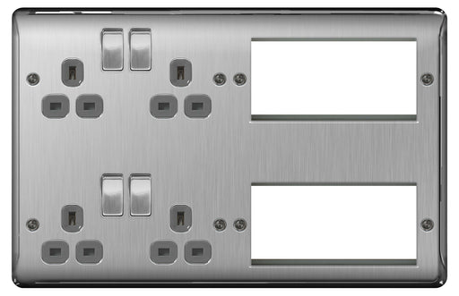 BG NBS222EM8G Combi Socket 2x 2G 2x4 Mod - BG - Sparks Warehouse