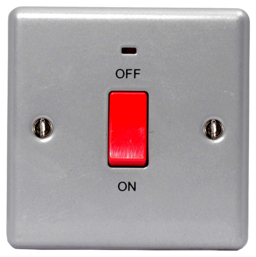 BG MC574 METAL CLAD 45A Double Pole Switch With Indicator Single Plate - BG - sparks-warehouse