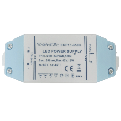 ECP15-S - Ecopac ECP-15 Series Constant Current LED Driver 15W 350mA – 700mA 20-42V LED Driver Easy Control Gear - Easy Control Gear