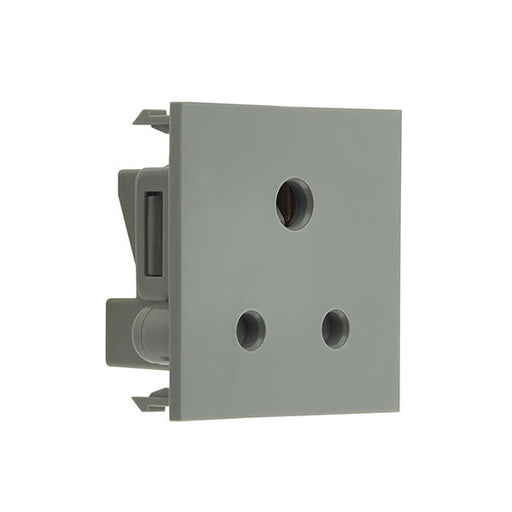 BG EM5ASG 5A Round Pin Unswitched Socket Module Grey - (50 x 50mm) - BG - sparks-warehouse
