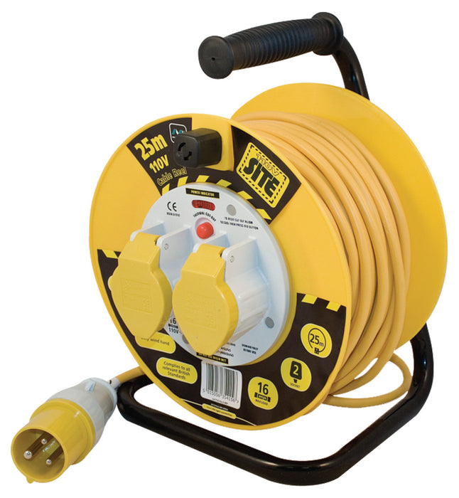 BG LVCT2516/2 110V 16A 25M 2 Gang CABLE REEL With THERMAL CUT OUT - BG - sparks-warehouse