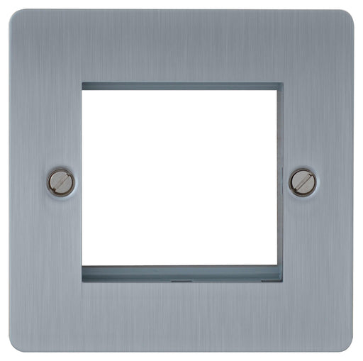 BG SBSEMS2 Screwed Flat Plate Brushed Steel Twin Euro Module  Double Front Plate - BG - sparks-warehouse
