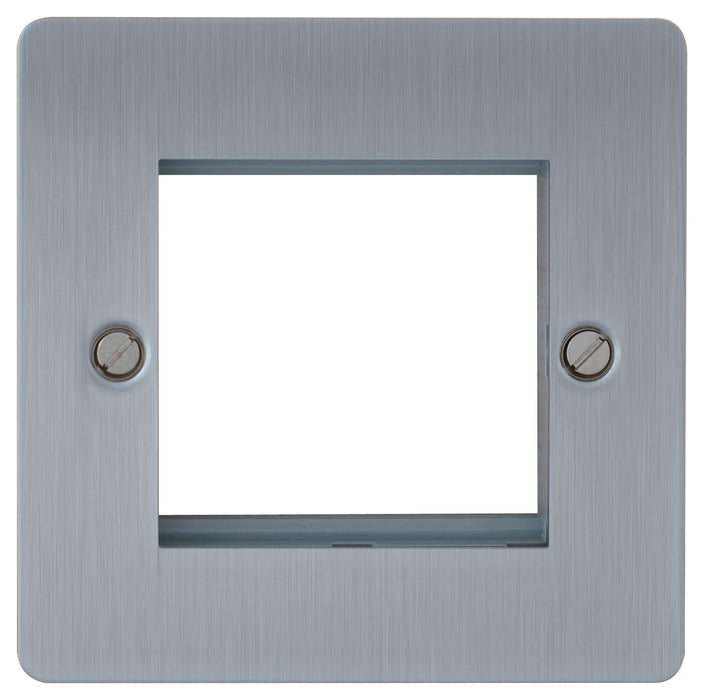 BG SBSEMS2 Screwed Flat Plate Brushed Steel Twin Euro Module  Double Front Plate - BG - sparks-warehouse