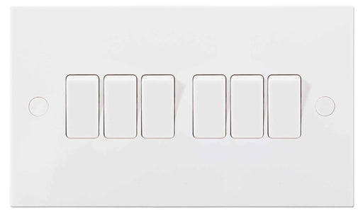 BG Nexus 946 10AX 6 Gang 2 Way Plate Switch - BG - sparks-warehouse