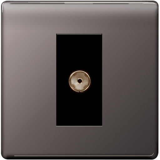BG Nexus FBN62 Screwless Flat Plate Single Gang Isolated Co-Axial Socket - Black Nickel - BG - sparks-warehouse
