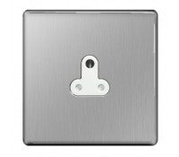 BG FBS27W Screwless Flat Plate Brushed Steel 1G Universal Switched Socket White Insert - BG - sparks-warehouse