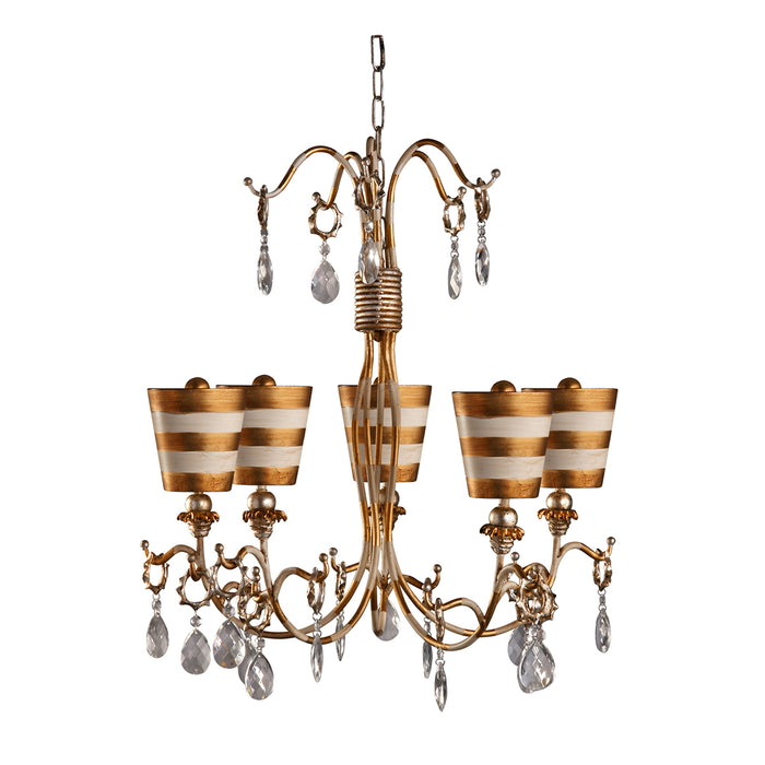 Elstead - FB/TIVOLI5 GD Tivoli 5 Light Chandelier - Gold & Cream Patina - Elstead - Sparks Warehouse