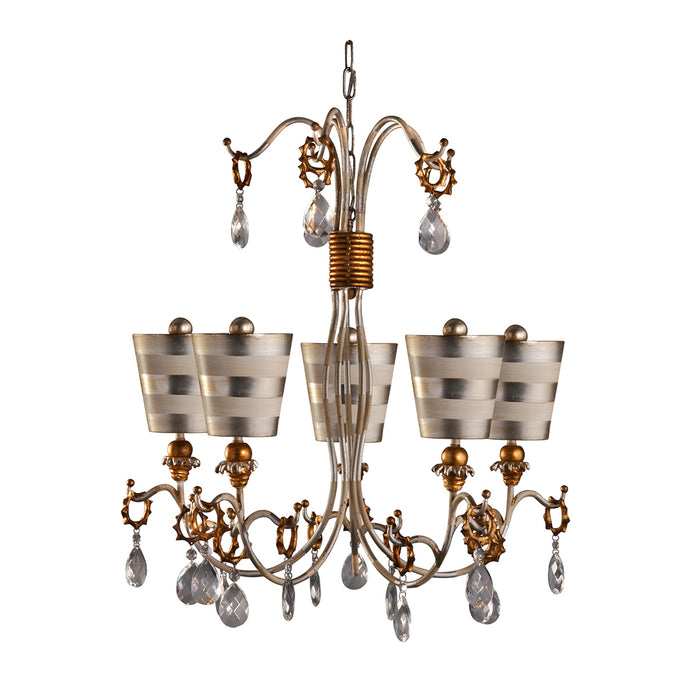 Elstead - FB/TIVOLI5 SV Tivoli 5 Light Chandelier - Silver & Cream Patina - Elstead - Sparks Warehouse