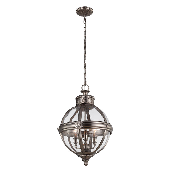 Elstead - FE/ADAMS/3P ANL Adams 3 Light Pendant Chandelier - Antique Nickel - Elstead - Sparks Warehouse