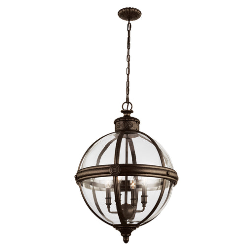 Elstead - FE/ADAMS/4P BRZ Adams 4 Light Pendant Chandelier - British Bronze - Elstead - Sparks Warehouse