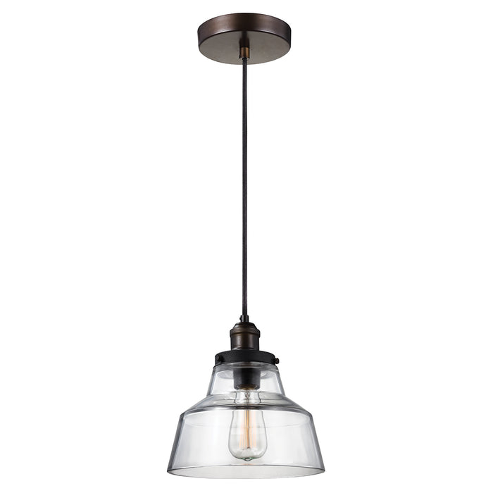 Elstead - FE/BASKIN/P/A BR Baskin 1 Light Pendant - Aged Brass/Dark Weathered Zinc - Elstead - Sparks Warehouse