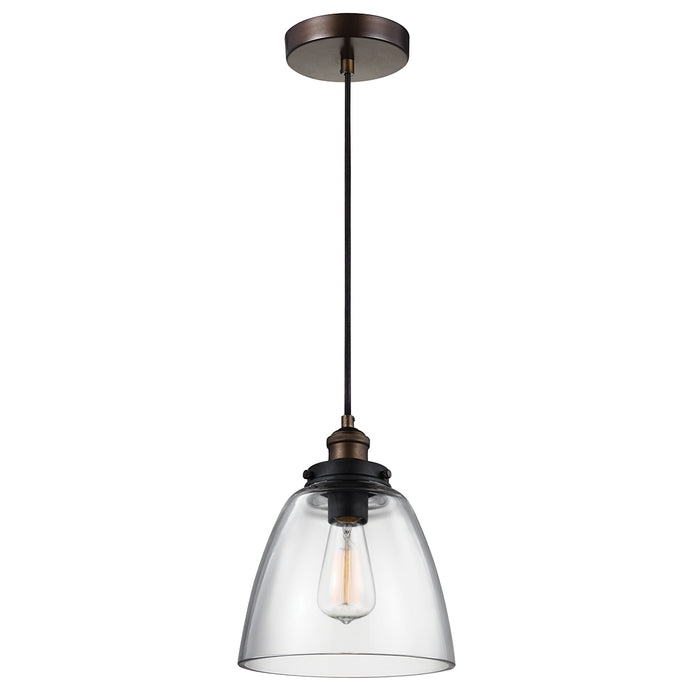 Elstead - FE/BASKIN/P/B BR Baskin 1 Light Pendant - Aged Brass/Dark Weathered Zinc - Elstead - Sparks Warehouse