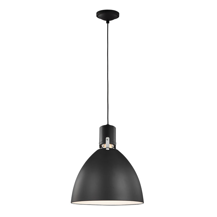 Elstead - FE/BRYNNE/P MB Brynne 1 Light Medium LED Pendant - Flat White/Chrome - Elstead - Sparks Warehouse