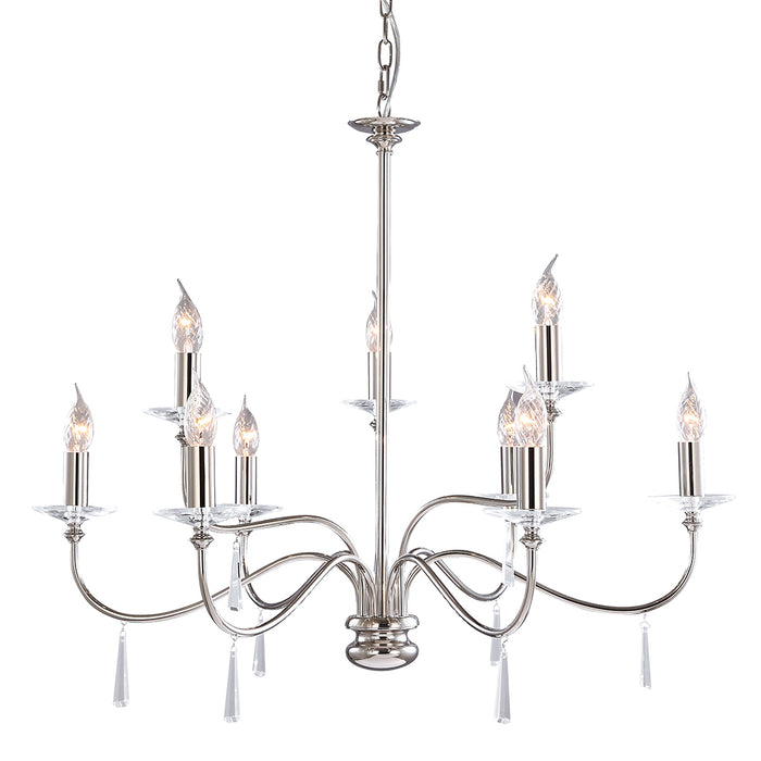 Elstead - FP9 POL NICKEL Finsbury Park 9 Light Chandelier - Polished Nickel - Elstead - Sparks Warehouse