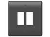 BG Nexus GNBN2 Grid Black Nickel 2 Gang Front Plate - BG - sparks-warehouse