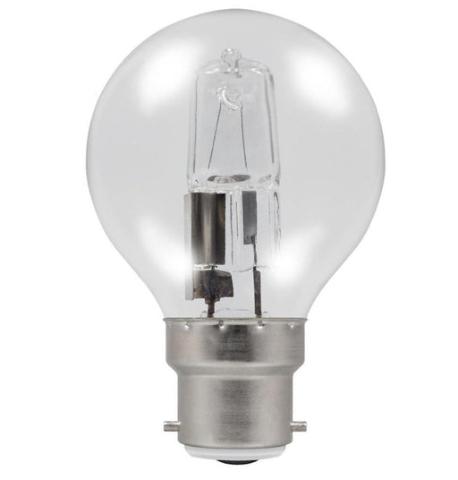 Casell GB28BC-H-CA - Golf Ball 28w Ba22d/BC 240v Clear Energy Saving Halogen Light Bulb Halogen Energy Savers Casell - Sparks Warehouse