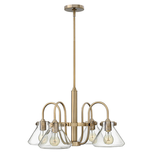 Elstead - HK/CONGRES4/A BC Congress 4 Light Clear Glass Chandelier - Brushed Caramel - Elstead - Sparks Warehouse