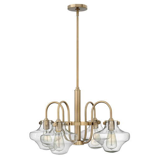 Elstead - HK/CONGRES4/B BC Congress 4 Light Clear Glass Chandelier - Brushed Caramel - Elstead - Sparks Warehouse