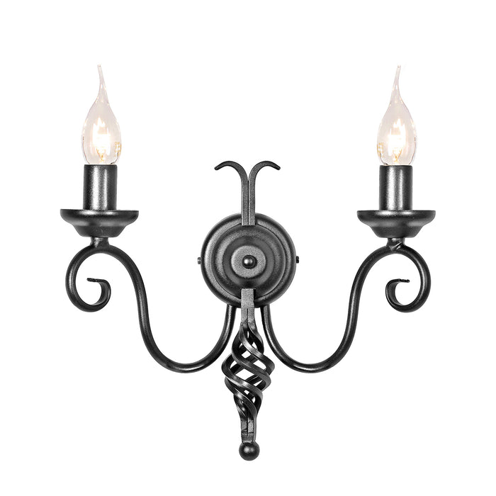 Elstead - HR2A BLACK Harlech 2 Light Wall Light - Black - Elstead - Sparks Warehouse