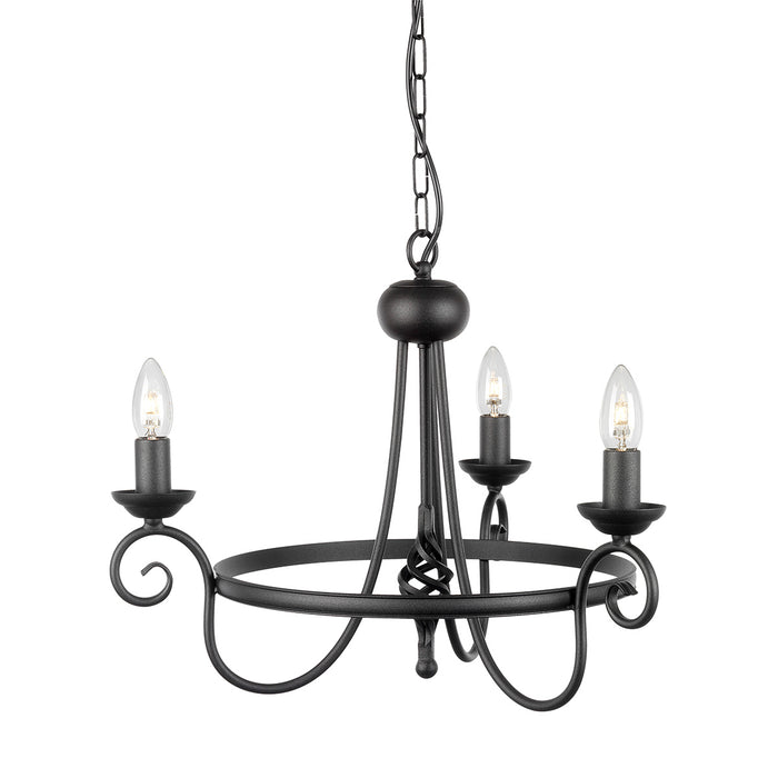 Elstead - HR3A BLACK Harlech 3 Light Chandelier - Black - Elstead - Sparks Warehouse
