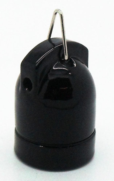 05740 - ES Gloss Black Porcelain Festoon Pendant Lampholder - Lampfix - Sparks Warehouse