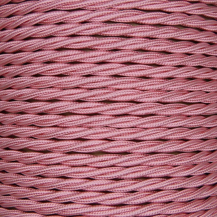 01785 - T-T Braided Flex 3 core 0.5mm Baby Pink Cable Sold by the metre - Lampfix - sparks-warehouse