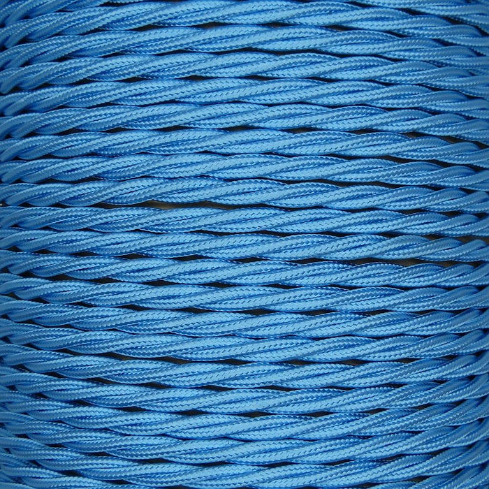 01783 - T-T Braided Flex 3 core 0.5mm Light Blue Cable Sold by the metre - Lampfix - sparks-warehouse
