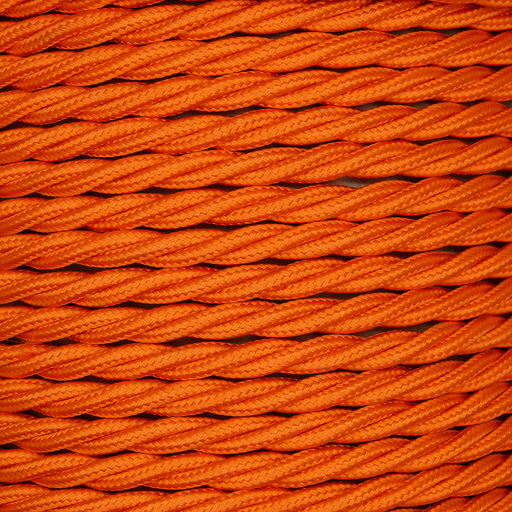 01782 - T-T Braided Flex 3 core 0.75mm Orange Sold by the metre - Lampfix - sparks-warehouse