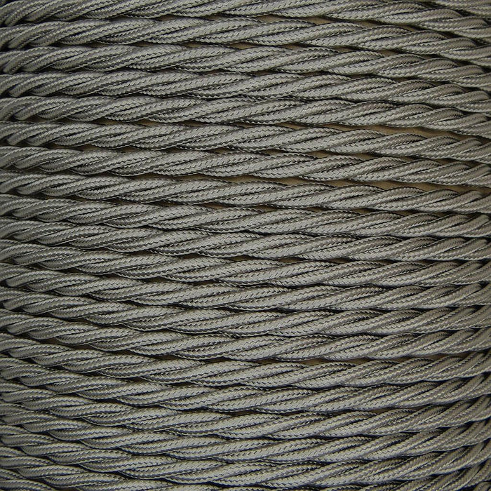 01790 T-T Braided Flex 3 core 0.5mm Elephant Grey, mtr - Lampfix - Sparks Warehouse