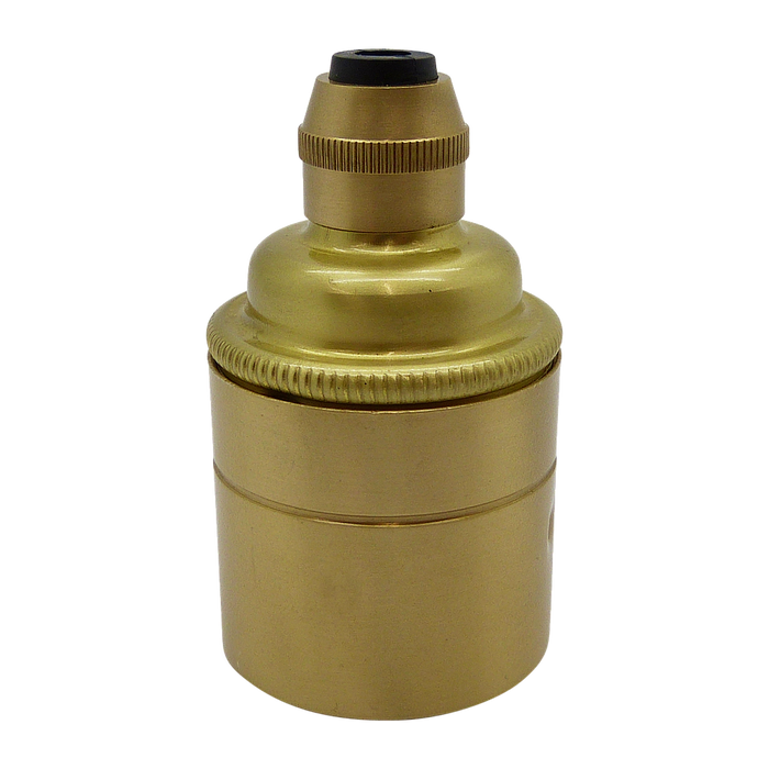 06581 Lampholder ES Brushed Brass Smooth Skirt with Cordgrip Lampfix - Sparks Warehouse