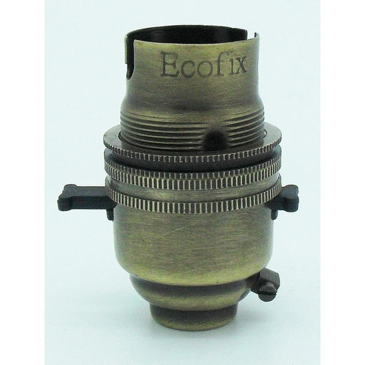 05734 - Ecofix BC Lampholder 1/2" Switched Antique Brass External Earth - LampFix - Sparks Warehouse