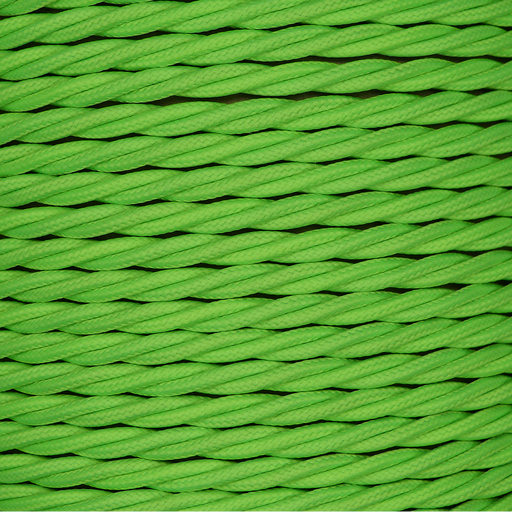 01784 - T-T Braided Flex 3 core 0.5mm Lime Green Cable Sold by the metre - Lampfix - sparks-warehouse
