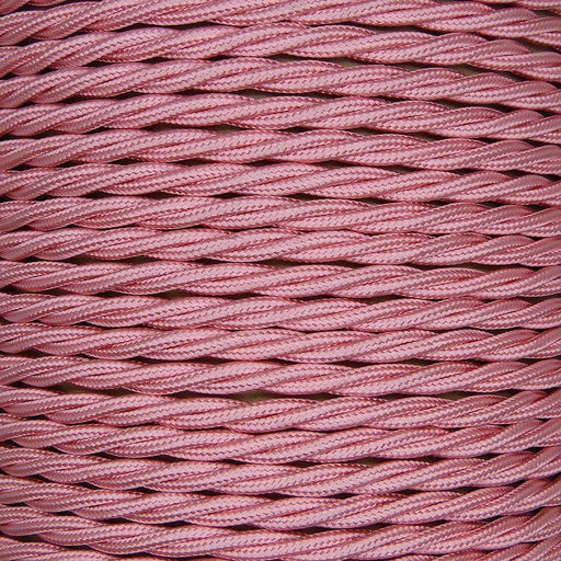 01051 T-T Braided Flex 3 core 0.75mm Baby Pink, mtr - Lampfix - Sparks Warehouse