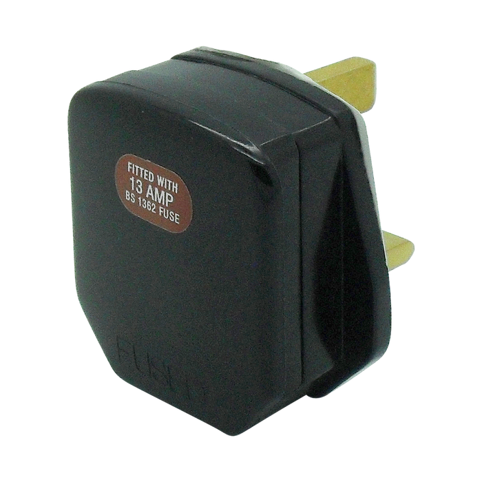 05889 - 13A Plug Black Fused 13A Easy cordgrip, quick to wire and nice quality finish. - Lampfix - Sparks Warehouse