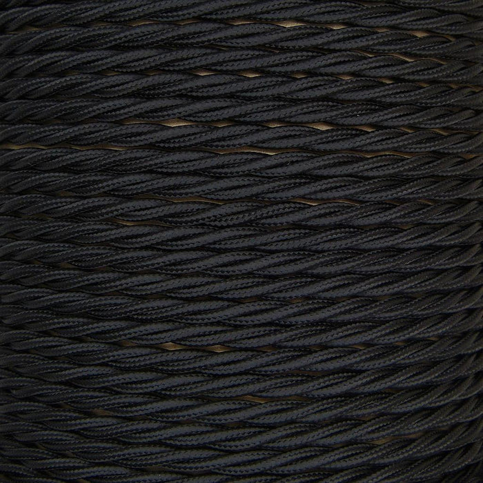 01015 Ecofix T-T Braided Flex 3 core 0.5mm Black, mtr - Lampfix - Sparks Warehouse