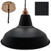 TOM Industrial Shade Pendant Set 1mtr. Black Shade, Copper Rose, Twisted Black Flex Pendant Lights Lampfix - Sparks Warehouse