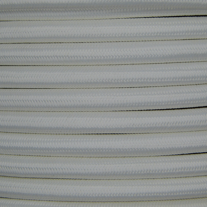 01008 Round Braided Flex 3 core 0.75mm White, mtr - Lampfix - Sparks Warehouse