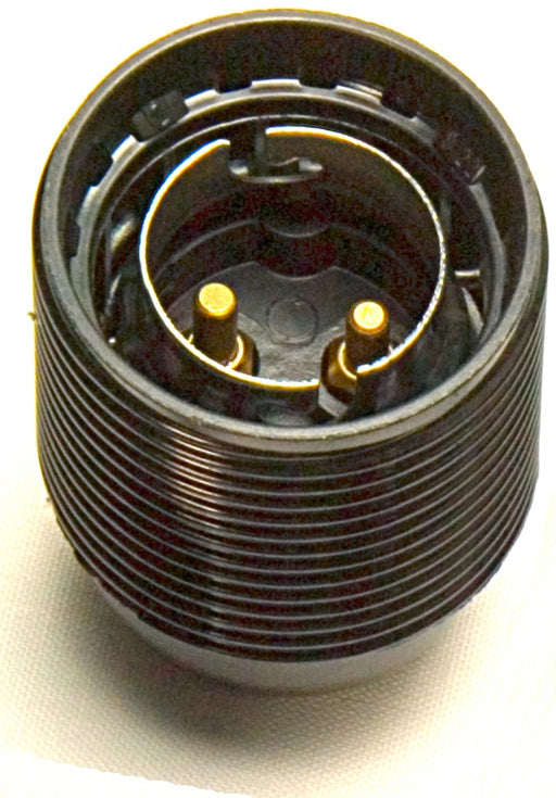 05167 Lampholder 10mm BC Threaded Skirt Black - Continental Style - BC / Bayonet Cap / B22, Black Plastic, 10mm Thread Entry - Lampfix - Sparks Warehouse