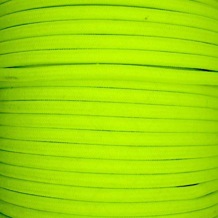 01030 Round Braided Flex 3 core 0.75mm Fluorescent Yellow, mtr - Lampfix - Sparks Warehouse