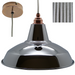 JAKE Industrial Shade Pendant Set 1mtr. Chrome Shade, Copper Rose, Round Silver Metal Flex Pendant Lights Lampfix - Sparks Warehouse