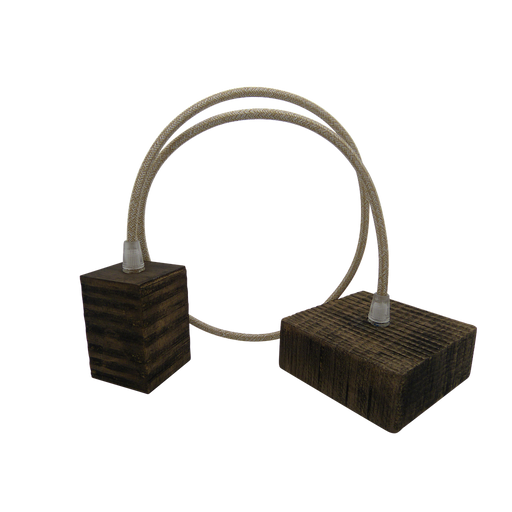 09067 ELSA Dark Wood Pendant Set 1mtr. Dark Wood Rose, Round Linen Flex - Lampfix - Sparks Warehouse