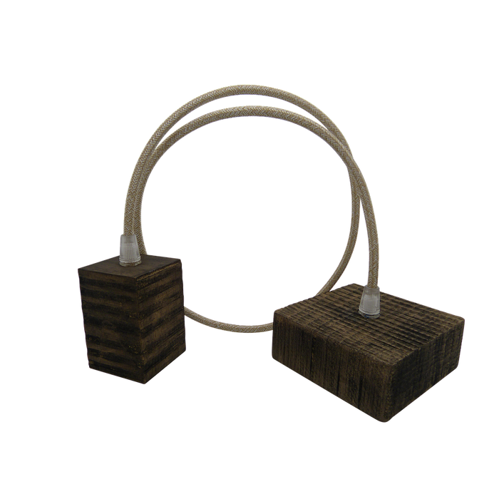 09067 ELSA Dark Wood Pendant Set 1mtr. Dark Wood Rose, Round Linen Flex - Lampfix - Sparks Warehouse