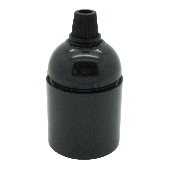 05886 Lampholder Cordgrip ES Smooth Skirt Black - ES / Edison Screw / E27, Black Plastic, Cordgrip - Lampfix - Sparks Warehouse