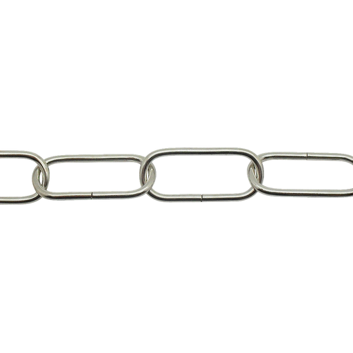 05074 - Ceiling Chain Large Flat Side Nickel 40x16mm, mtr (Safe Load 6kg) - Lampfix - Sparks Warehouse