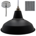 DAN Industrial Shade Pendant Set 1mtr. Black Shade, Nickel Rose, Round Black/White Zigzag Flex - Lampfix - Sparks Warehouse