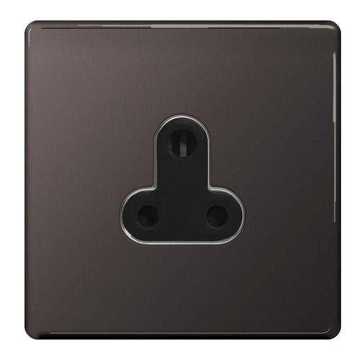BG Nexus FBN29B Screwless Flat Plate Unswitched Round Pin 5A Socket - Black Nickel BG Nexus Screwless Flat Plate - Black Nickel BG - Sparks Warehouse