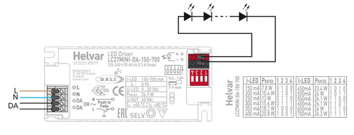 LC27MINI-DA-150-700 DALI Dimmable LED Drivers Helvar - Easy Control Gear