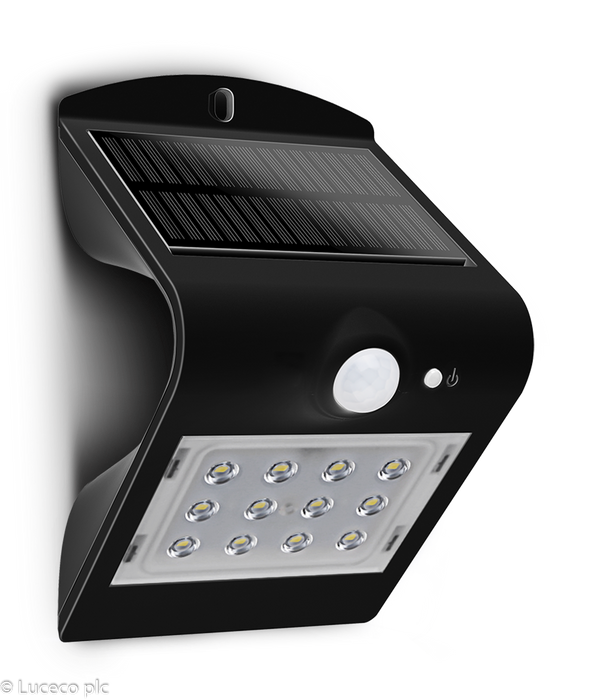 Luceco LEXS40B40 Guardian IP44 Exterior PIR Solar LED Wall Light Solar Powered Luceco - Sparks Warehouse