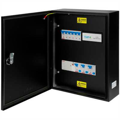 Matt:e 3 Phase EV Connection Unit with 3 x 32A Single Phase Type A RCBOs EV Charging Unit Matt:e - Sparks Warehouse